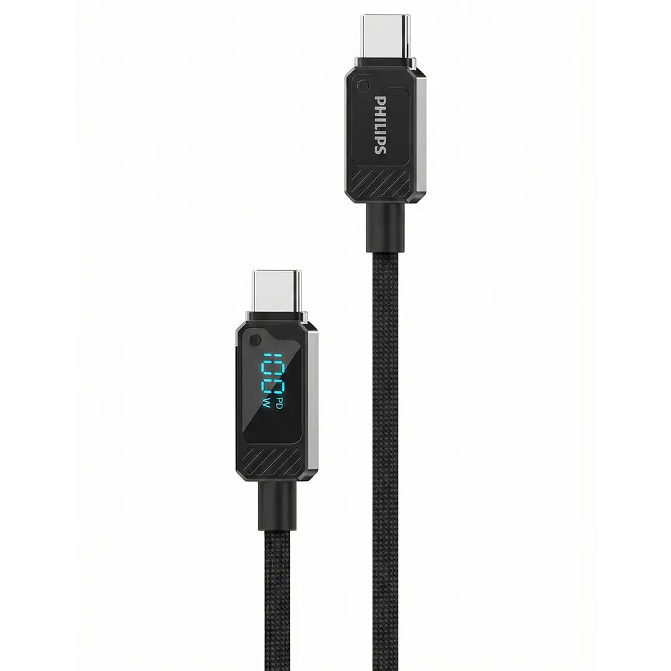 Cable USB-C a USB-C 100w Philips DLC5011CB 1 mt Negro  1