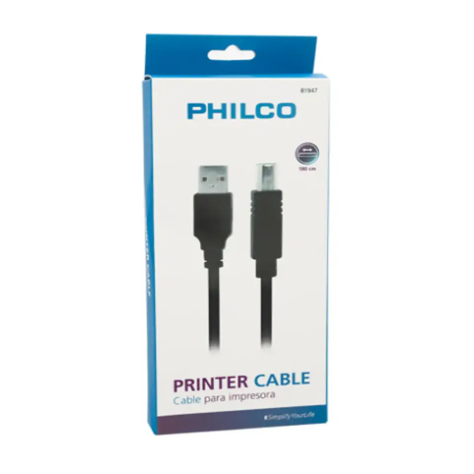 Cable para Impresora USB 2.0 Philco de 1.80 Mt 3