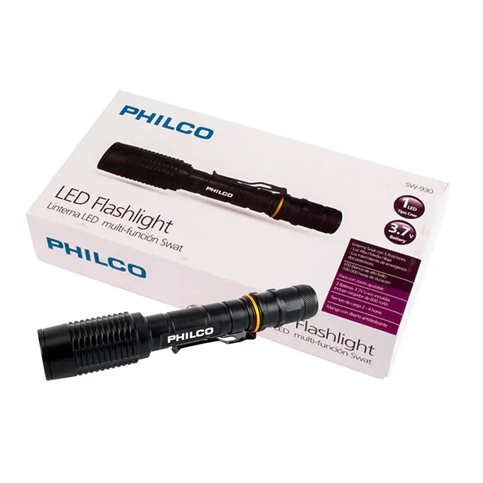 Linterna Swat Recargable Philco SW930 Negro 2