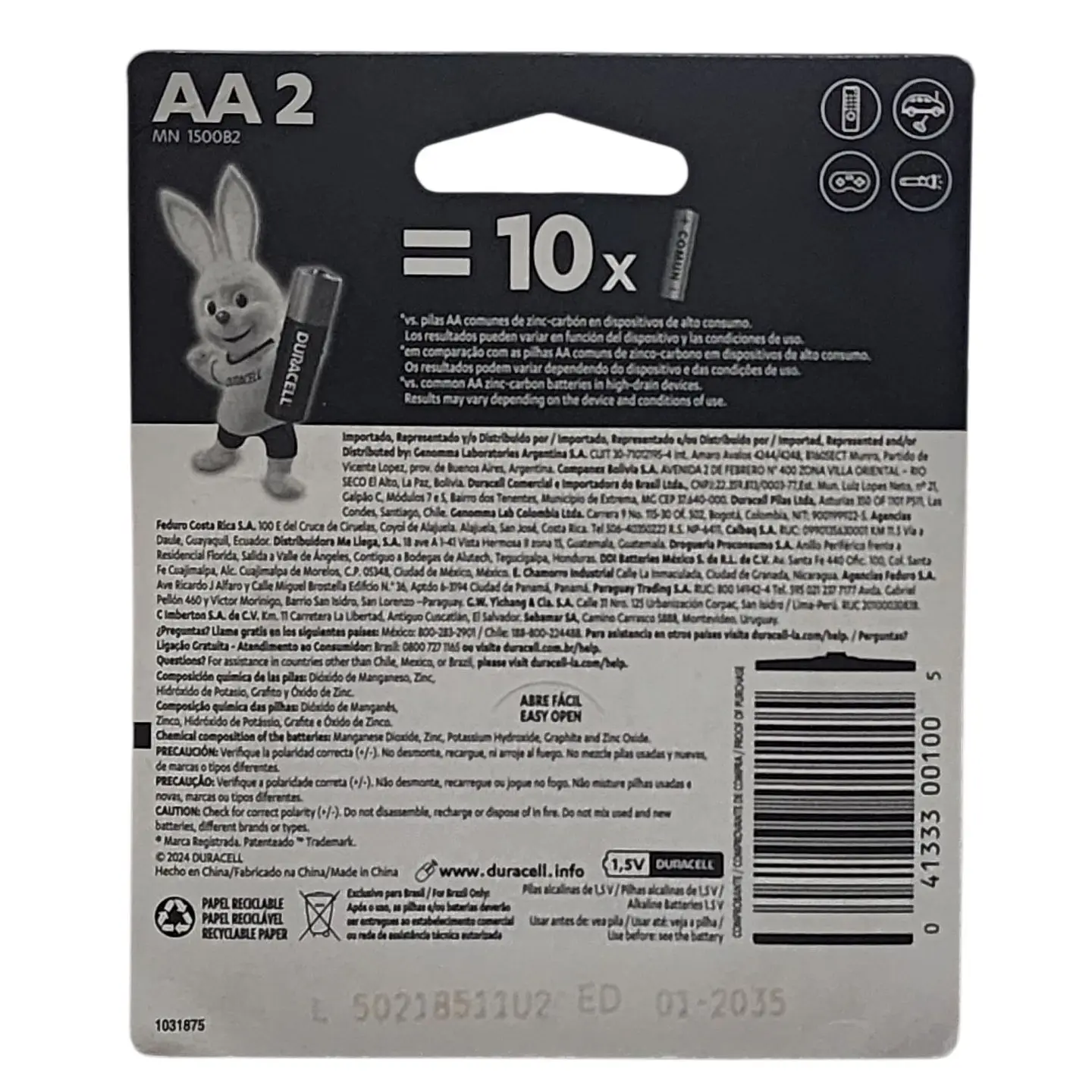 Pack 2 Pilas Alcalinas Aa Duracell Blister 7
