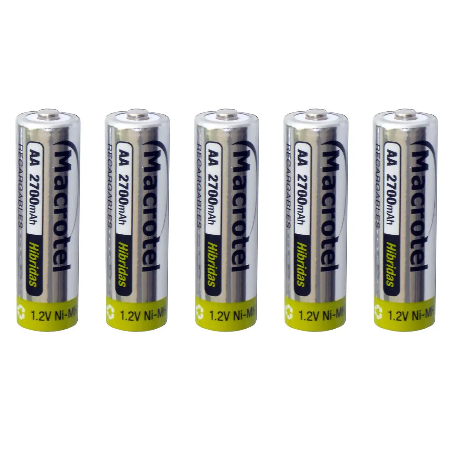 Pack 5 Pilas Recargables AA Macrotel 2700mha 2