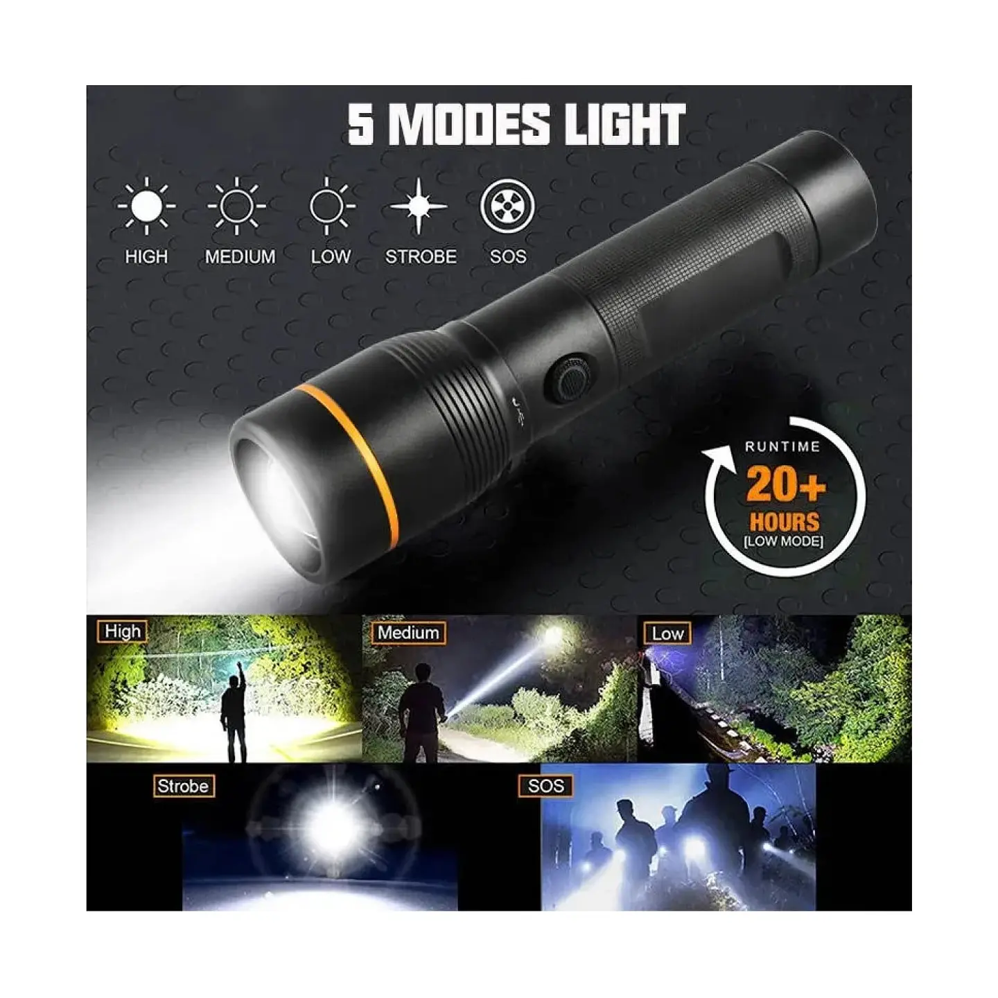 Linterna LED Táctica 1600lm Recargable LB-FL8032 Macrotel 6