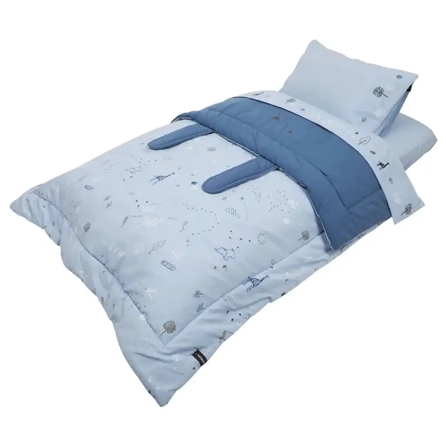 Set De Cuna Infanti Colecho Sábanas Más Cobertor Y Funda Celeste 1
