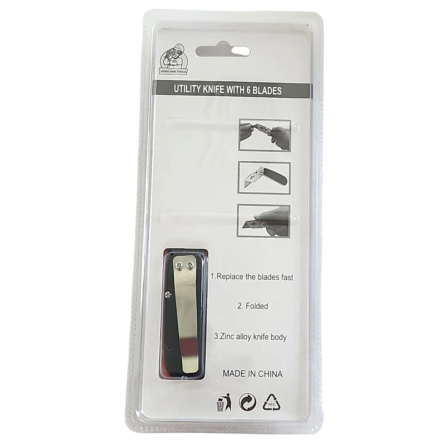 Corta Cartón Cutter Plegable con 6 Hojas de Repuesto 00092 8