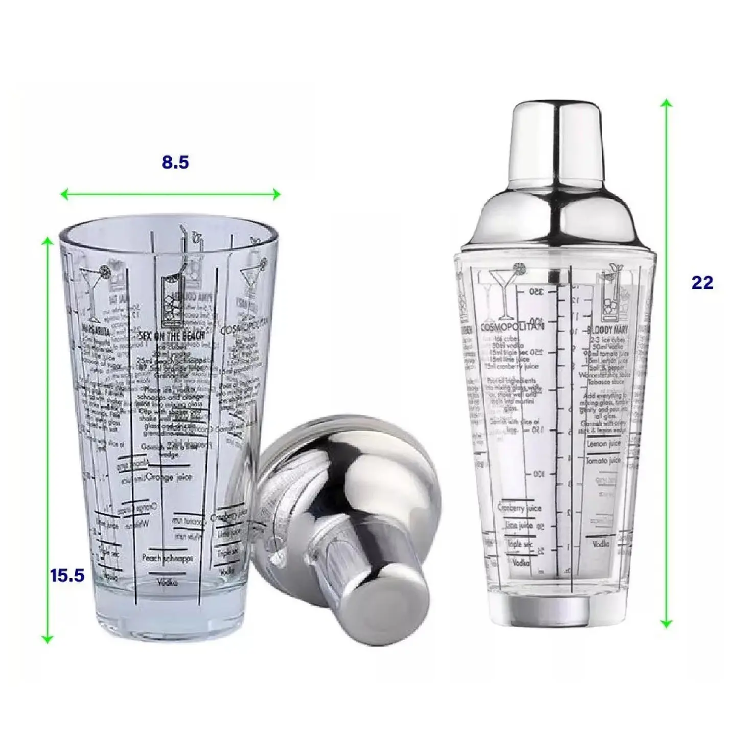 Coctelera Shaker De Vidrio Con Recetas De 400 Ml 14005 6