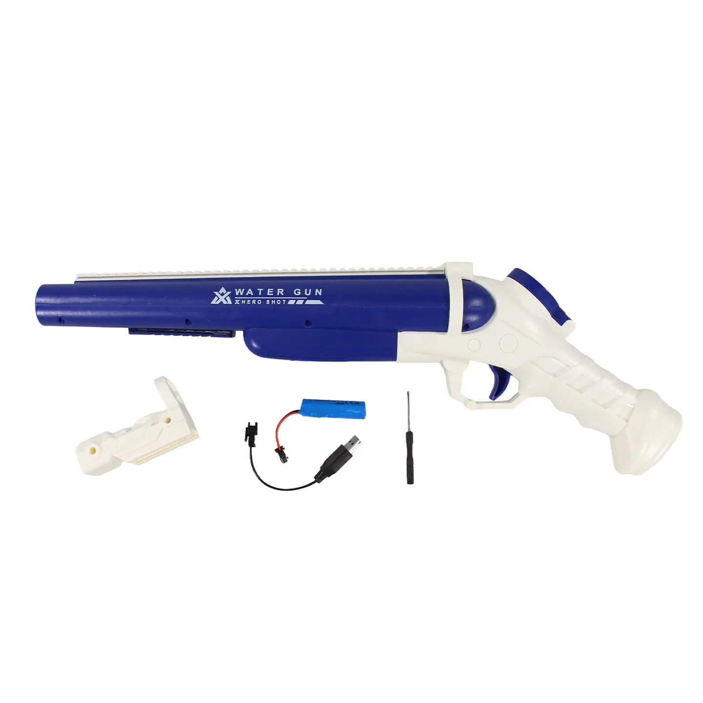 Juguete Pistola Lanza Agua Eléct Doble Cañon DBG1656BL Azul 4