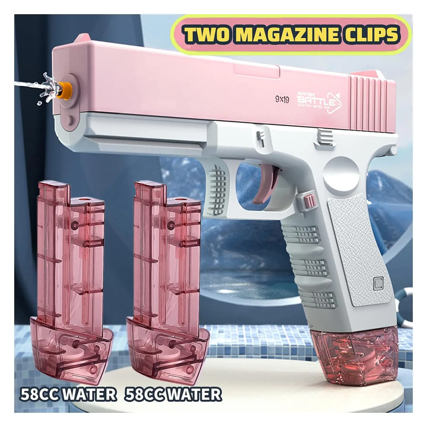 Pistola de Agua Eléctrica Recargable Presión DBG1652 Rosa 5