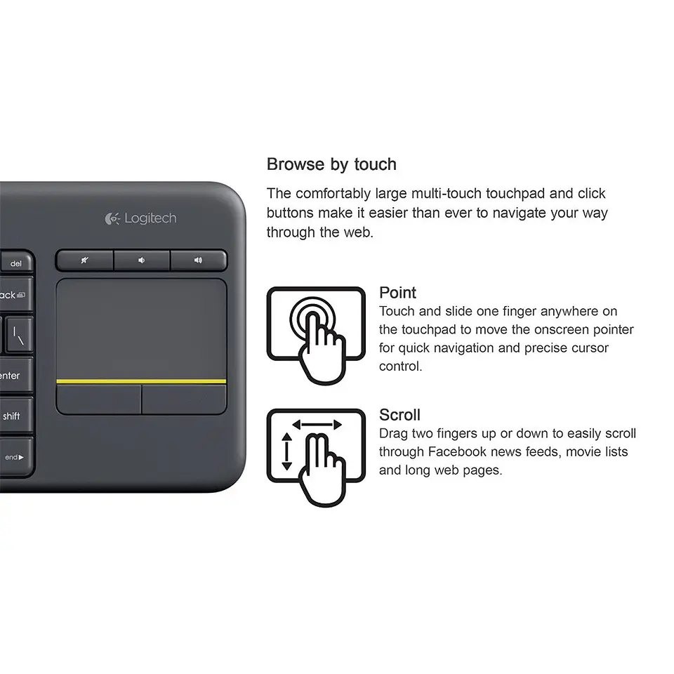 Teclado Inalambrico Logitech K400 Con Touch Pad 3