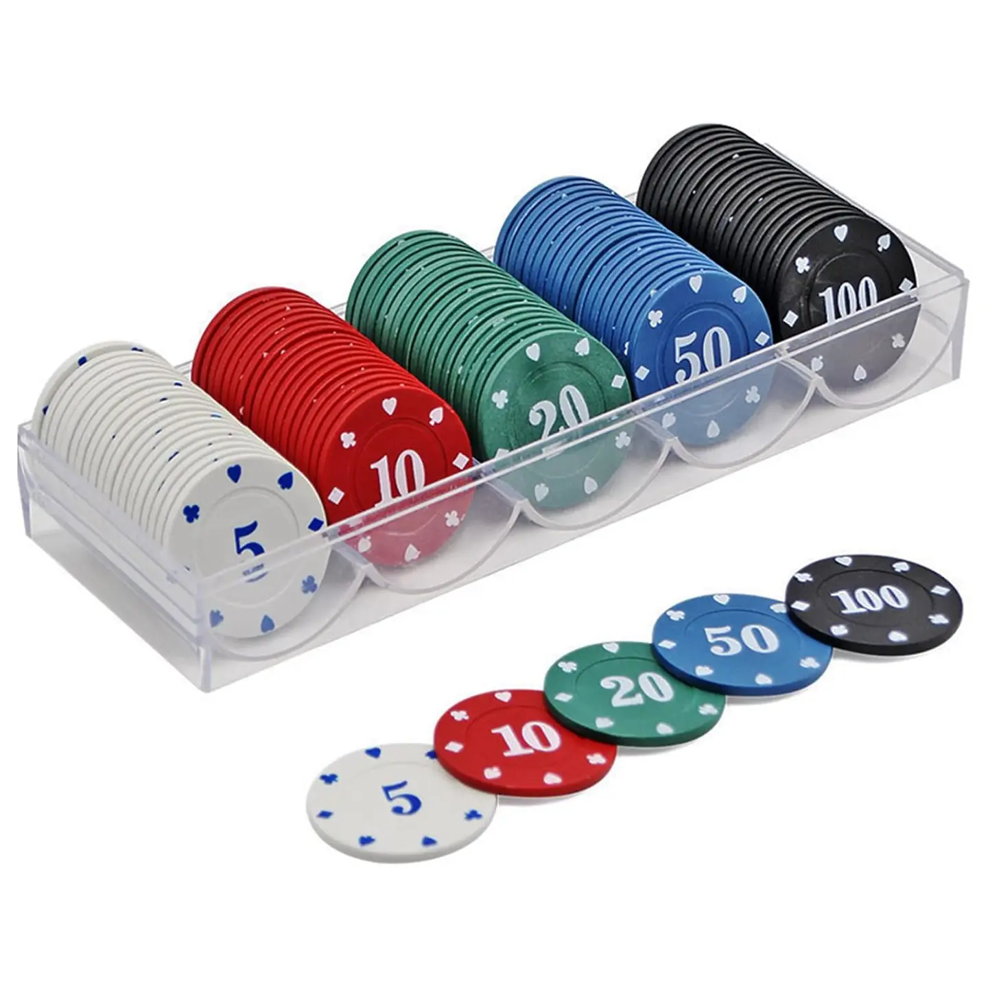 Juego de 100 Fichas de Póquer en 5 Colores 12045 1