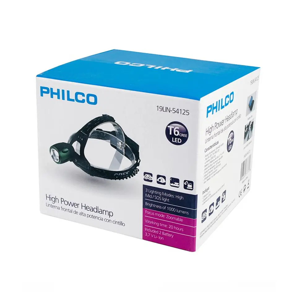 Linterna Cintillo Led Cree T6 Philco Recargable 4