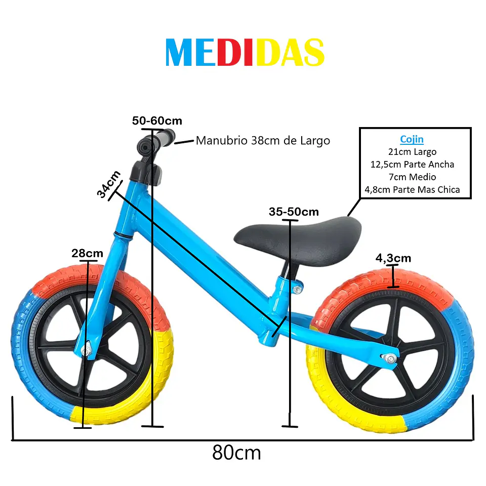Bicicleta Equilibrio Sin Pedales de Aprendizaje Azul 19137 7