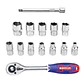 Kit de 14 Piezas Dados Ratchet 1/4 45t EMTOP  - Miniatura 2