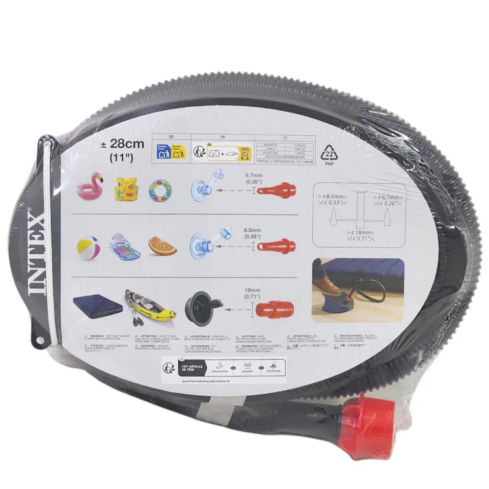 Inflador Bomba de Pie Acordeón 0.8lt intex 69611 4