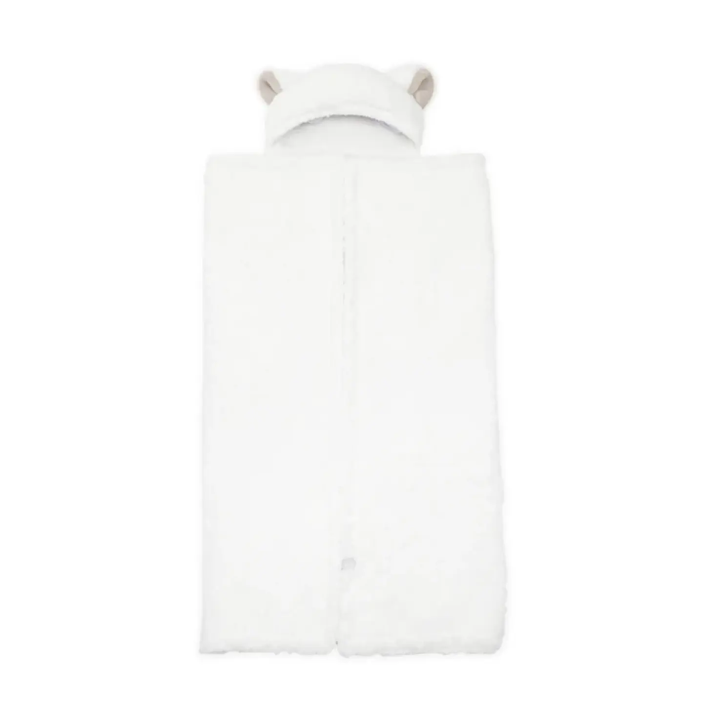 Frazada Poncho Manta Con Capucha Sherpa Infanti Blanco 2
