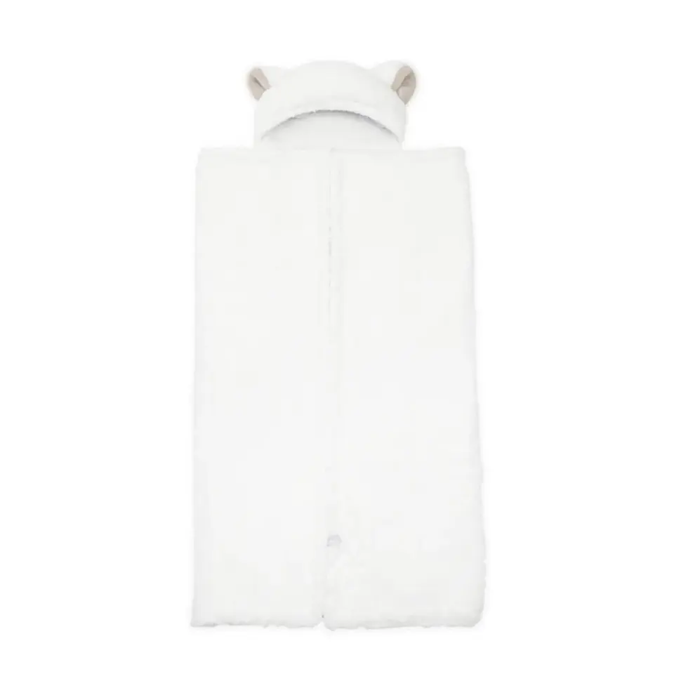 Frazada Poncho Manta Con Capucha Sherpa Infanti Blanco 2