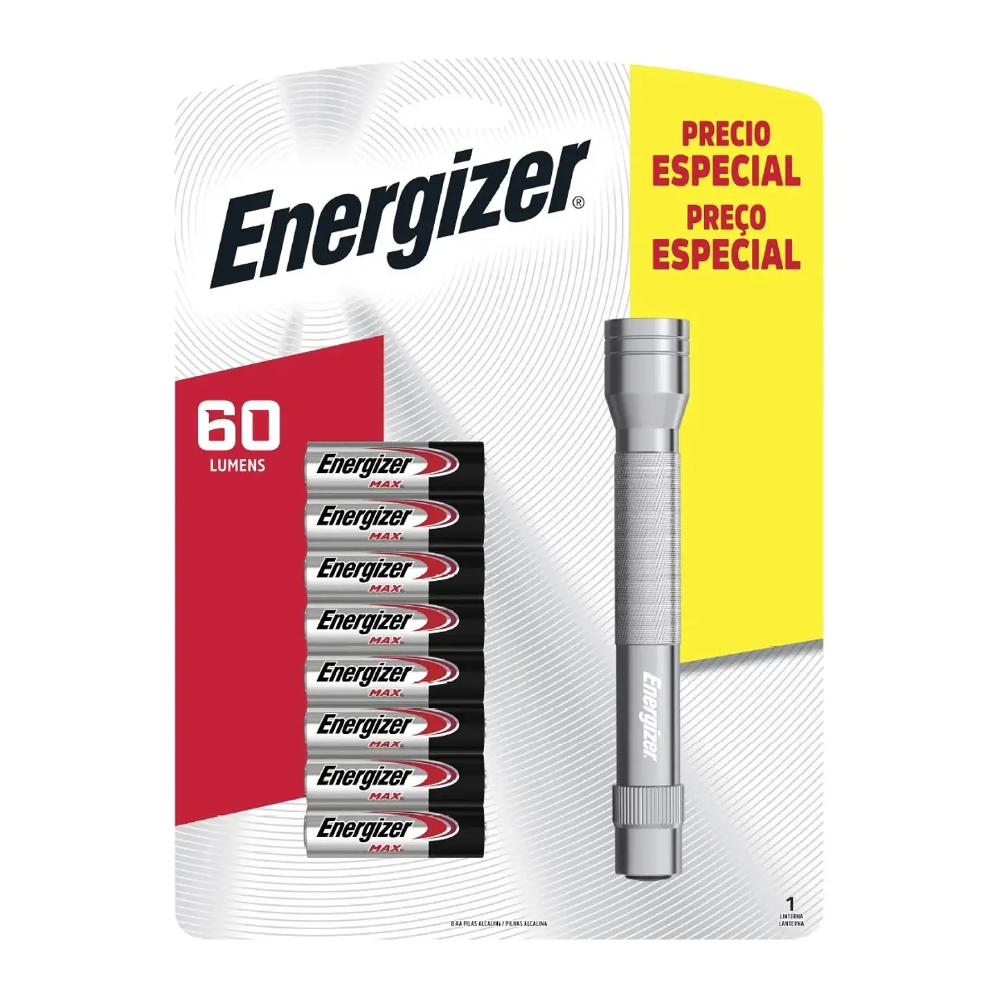 Linterna Metalica Energizer + 8 Pilas AA 1