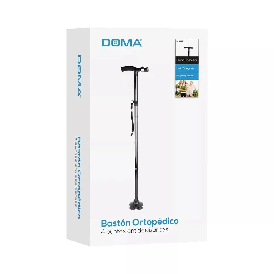 Bastón Ortopédico Plegable 4 Puntos con luz LED DM0023 Doma 5