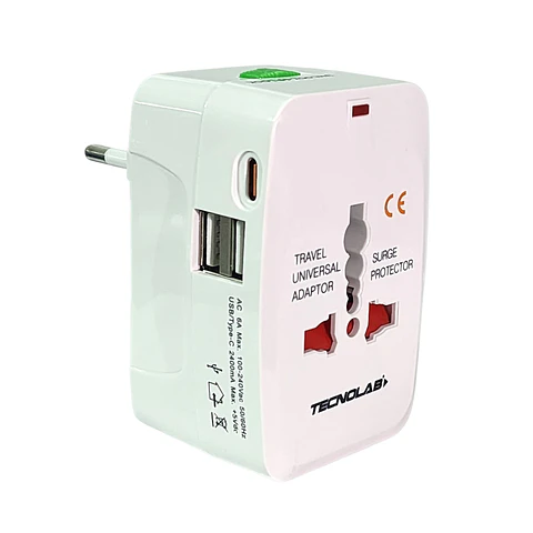 Adaptador Enchufe Universal Viaje VoltWorld TL777 Tecnolab