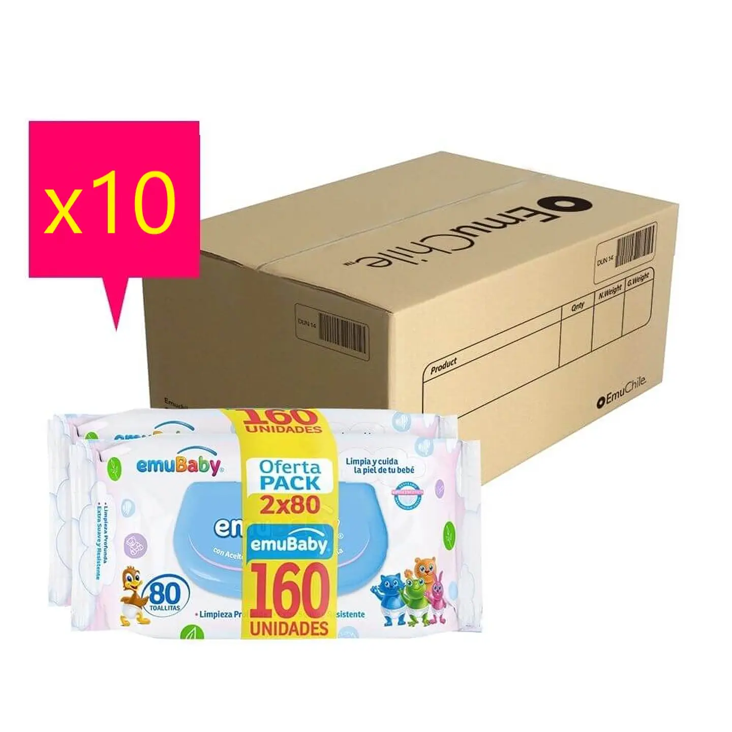 Caja Toallas Húmedas Emubaby P Tapa 10x160 Un 1600 Toallitas 1