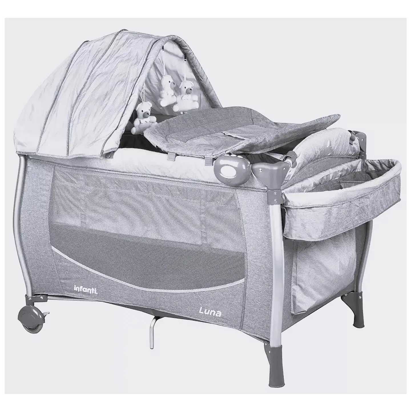 Cuna Infanti Playard Luna Gris Dots 3