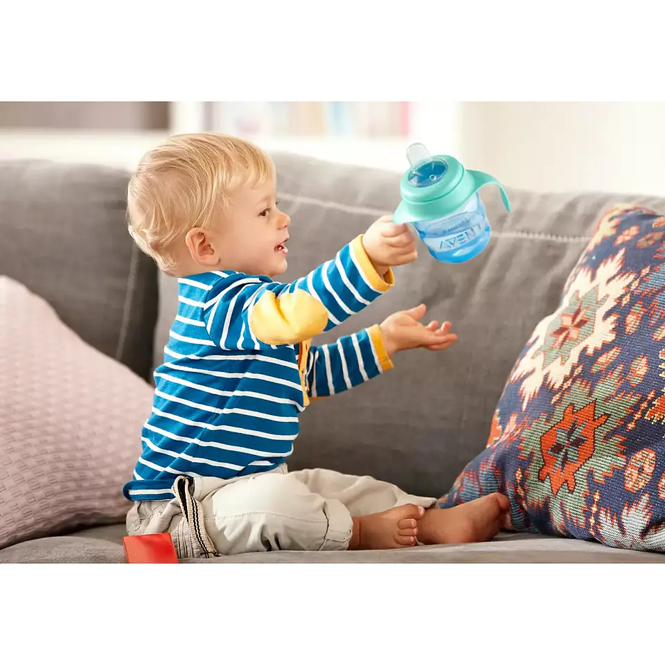 Vaso Antiderrame Avent Classic 200 Ml Azul Con Boquilla 5