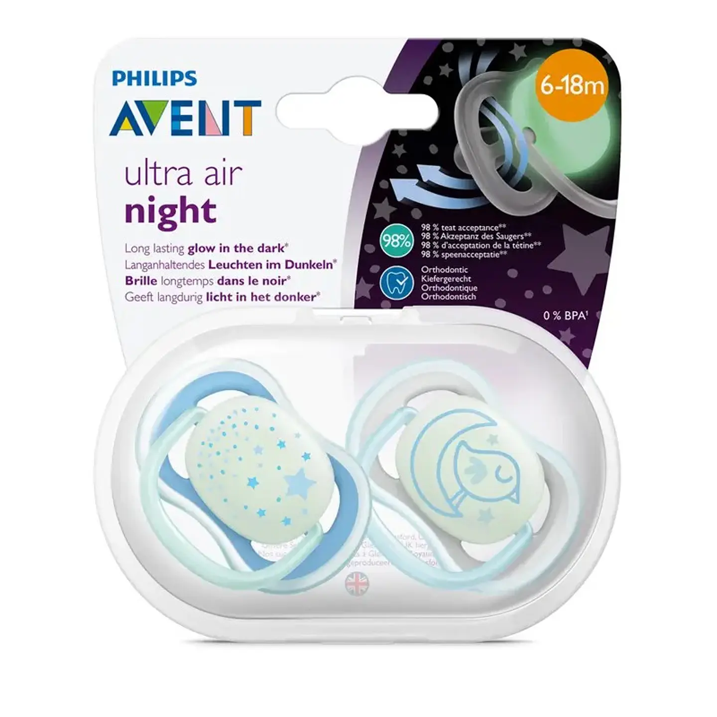 2 Chupetes Avent Nocturno 6-18m Azul SCF376/21 7