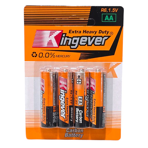 Pack 4 Pilas Kingever AA Carbon Battery R6