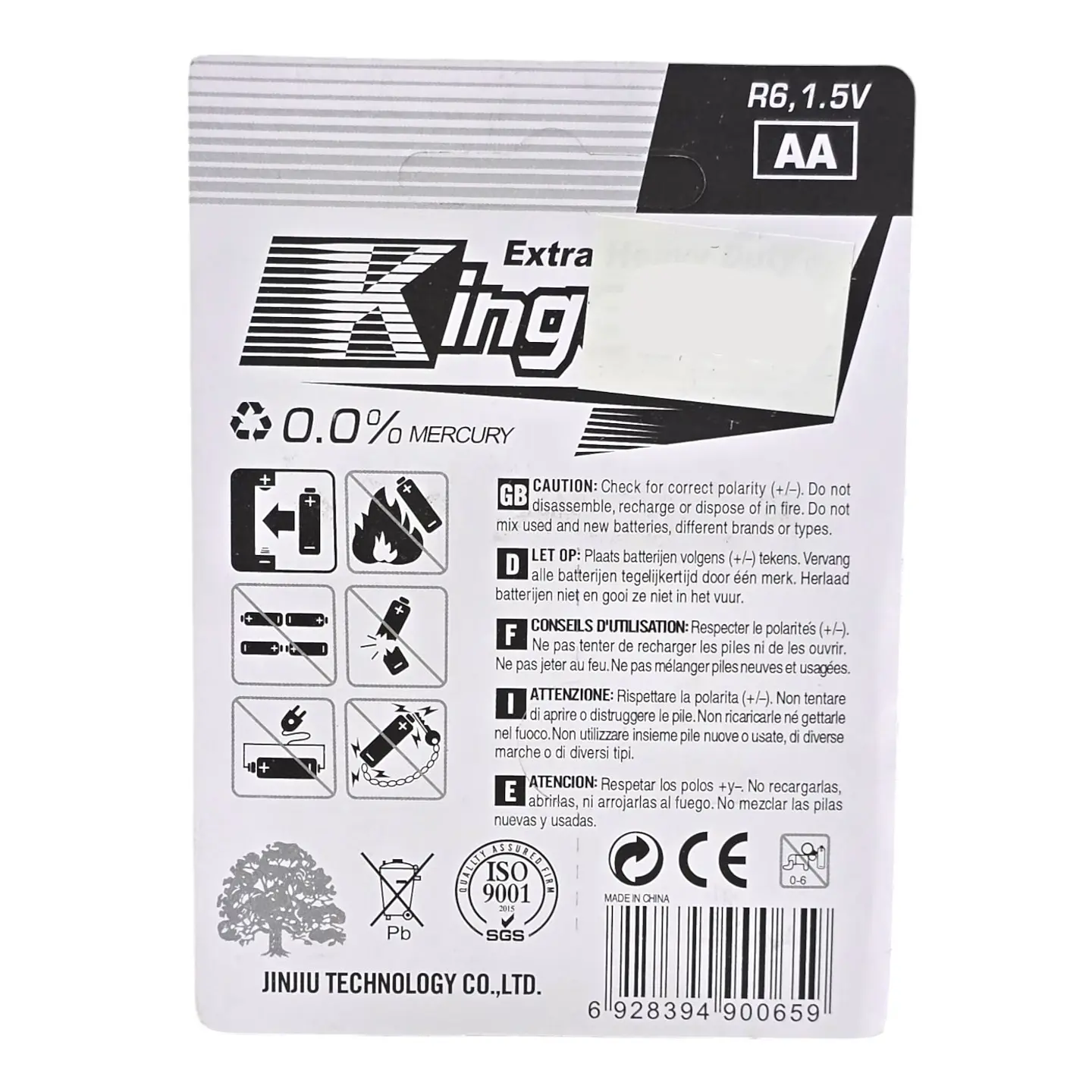 Pack 4 Pilas Kingever AA Carbon Battery R6 2