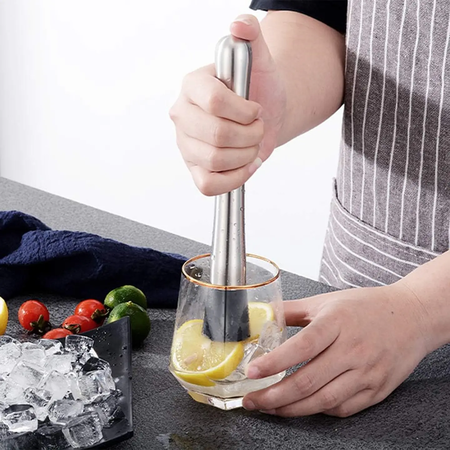 Mortero Triturador Profesional de bar Muddler coctelería 20cm 6