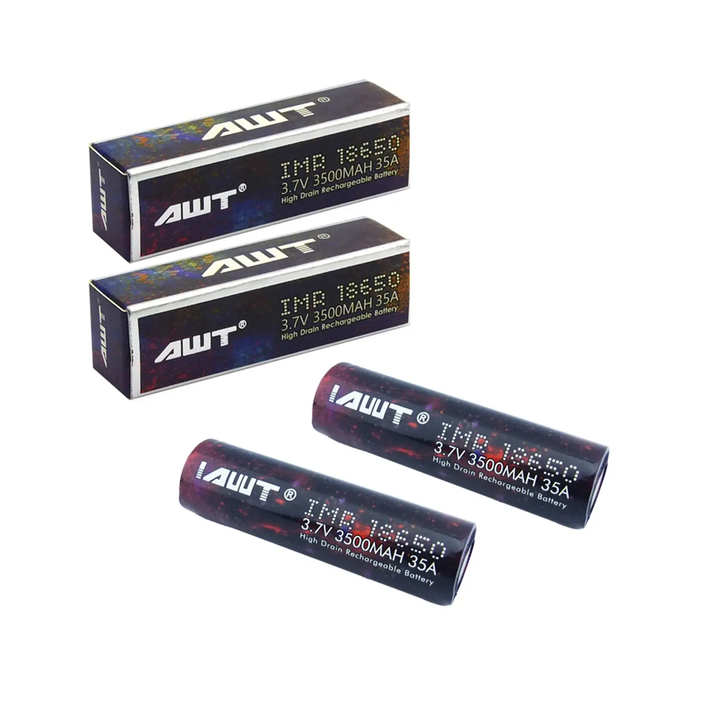 Pack 2 Batería 18650 Awt Recargable 3500mah para Vape 2