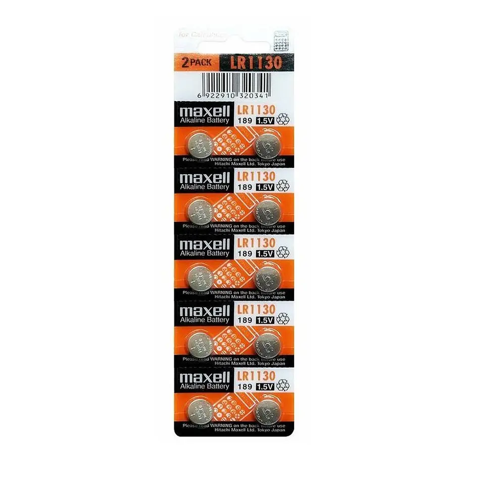Pack 10 Pilas Maxell Botón Lr1130 AG10 1.5V 1
