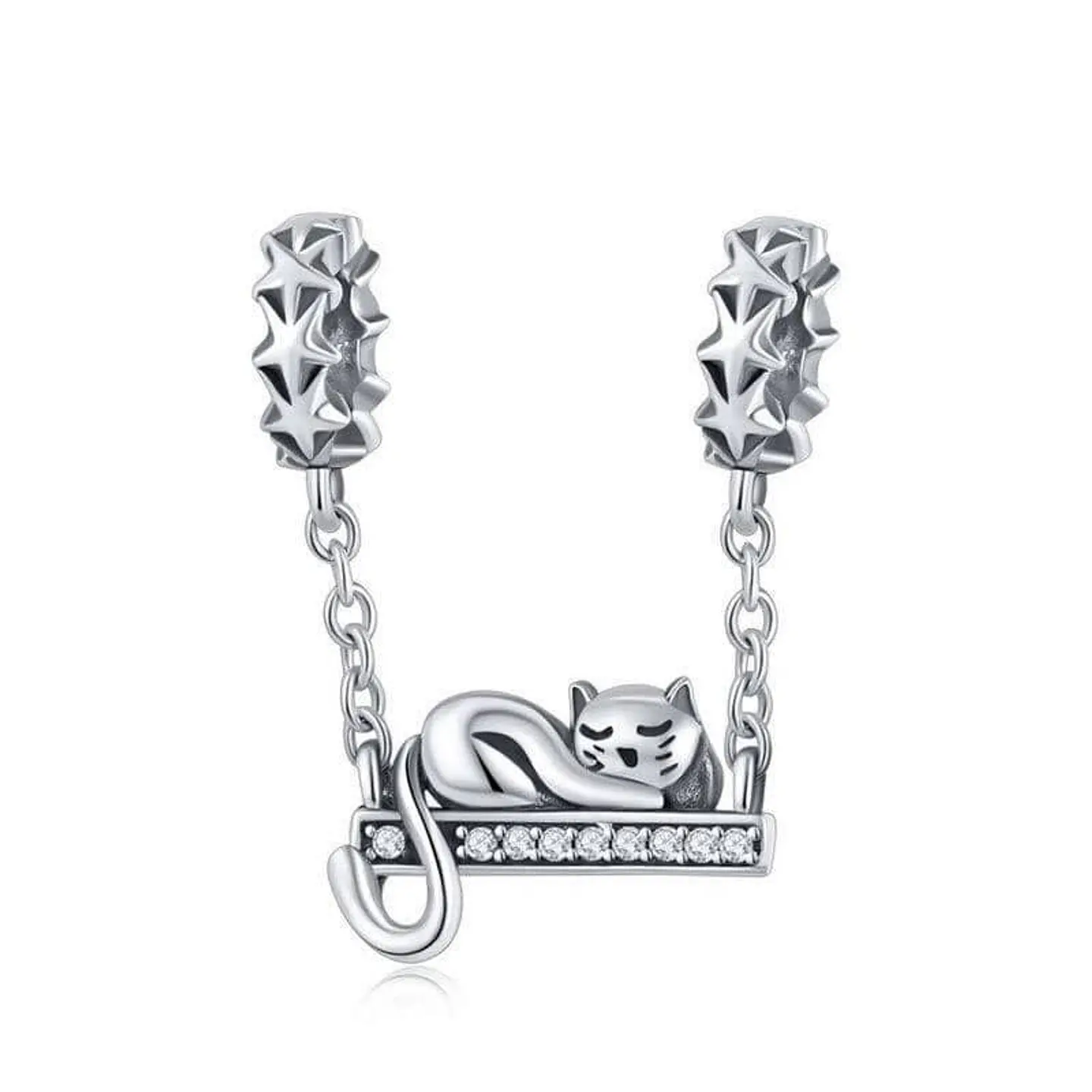 Charm Dije Plata 925 Gato Acostado 1