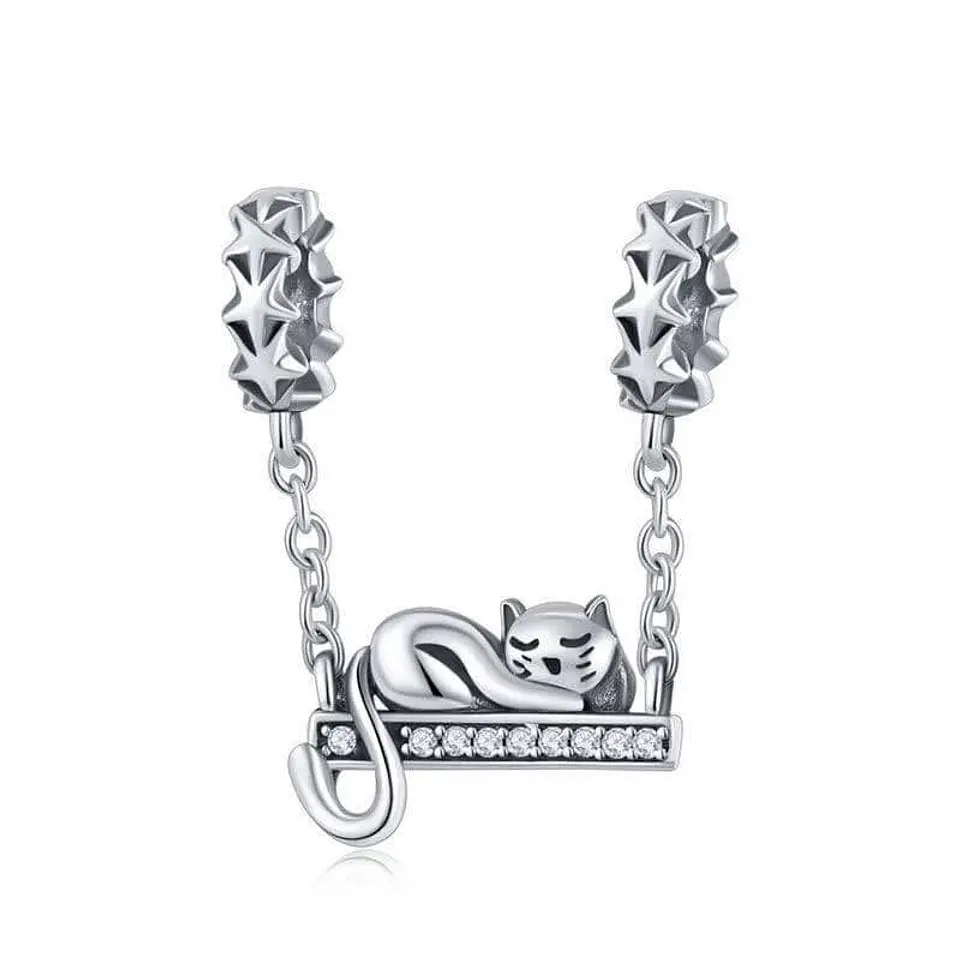 Charm Dije Plata 925 Gato Acostado 1