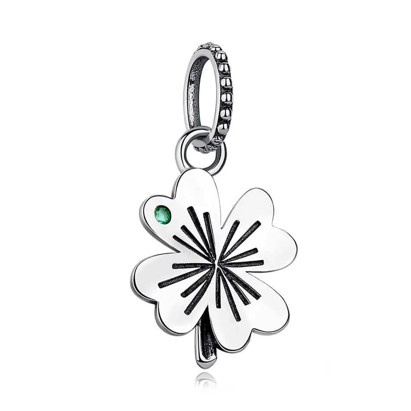 Charm Dije Plata 925 Trebol Plateado Circon 1