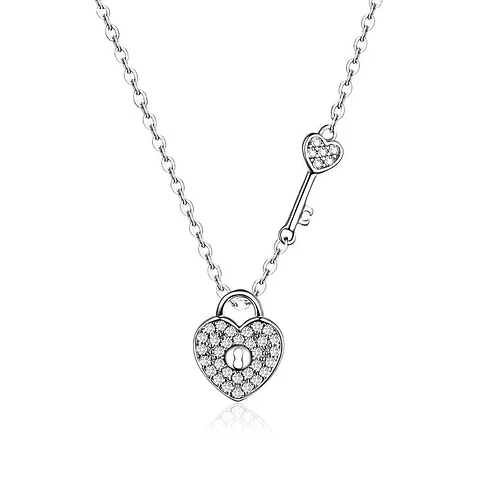 Collar Plata 925 Corazon y Llave