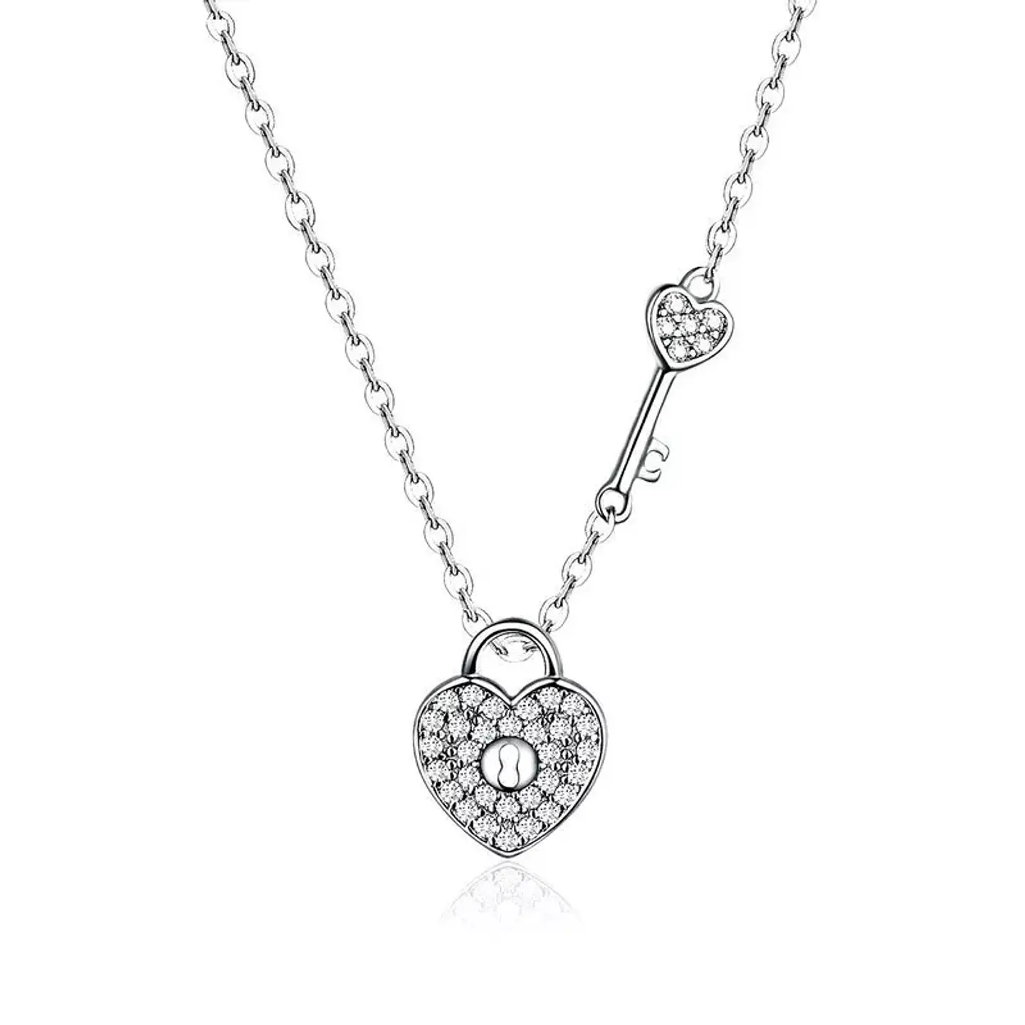 Collar Plata 925 Corazon y Llave 1