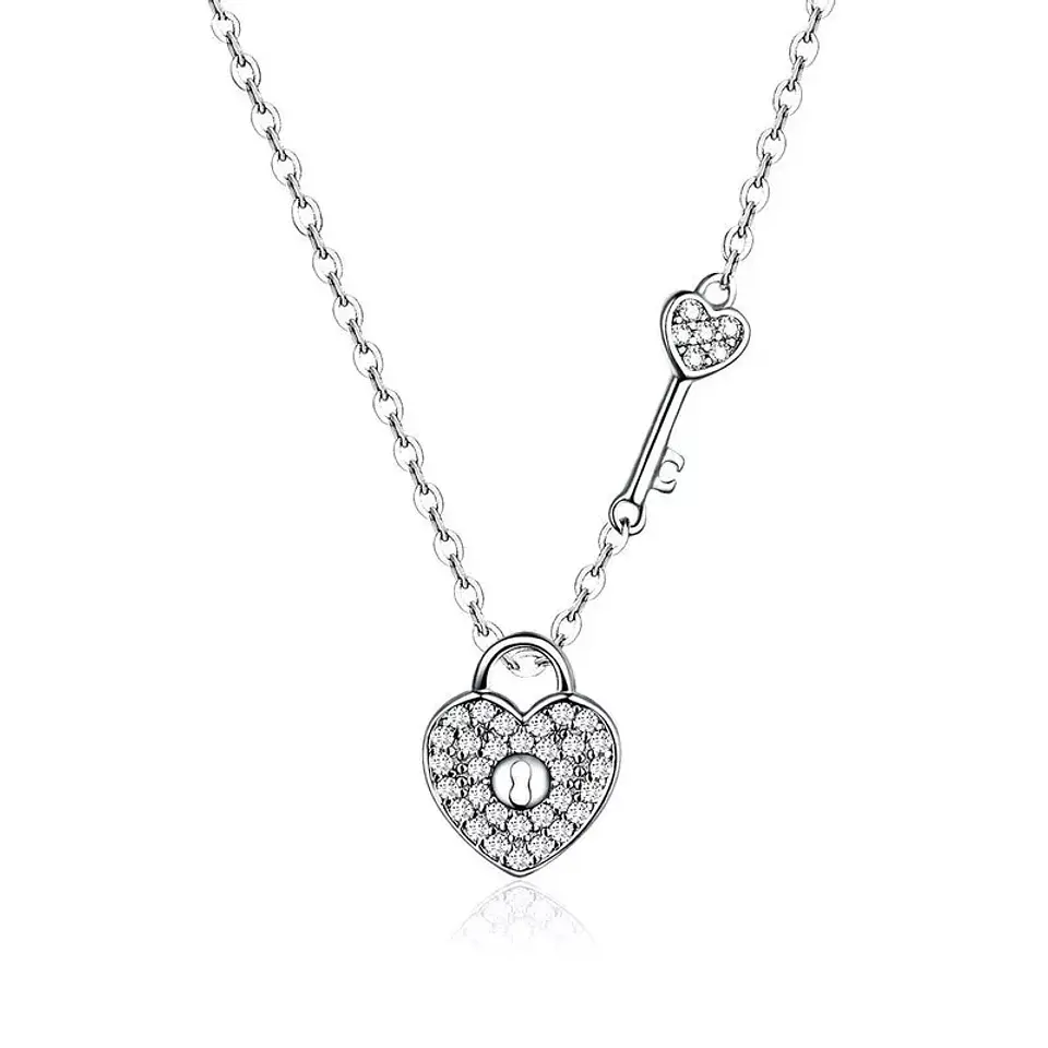 Collar Plata 925 Corazon y Llave 1