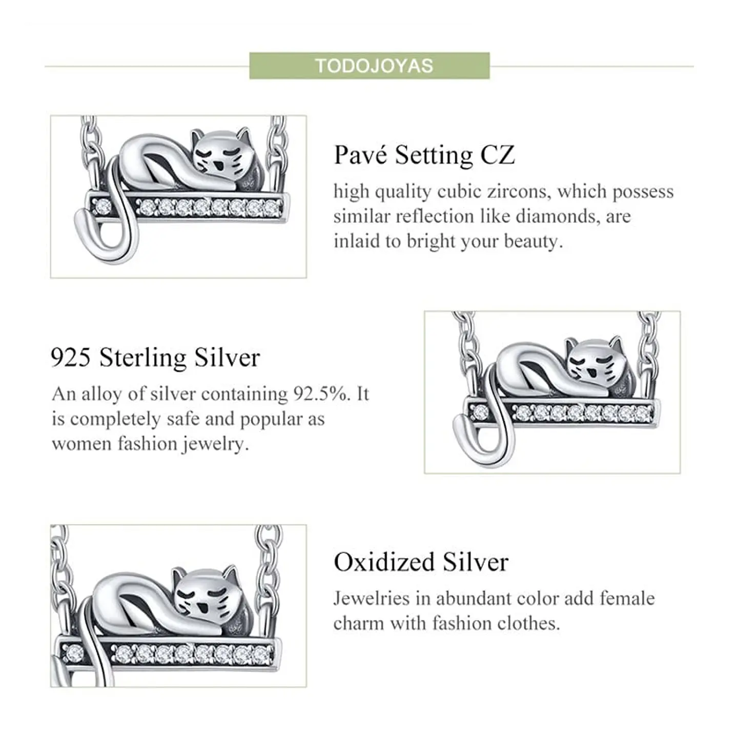 Charm Dije Plata 925 Gato Acostado 4