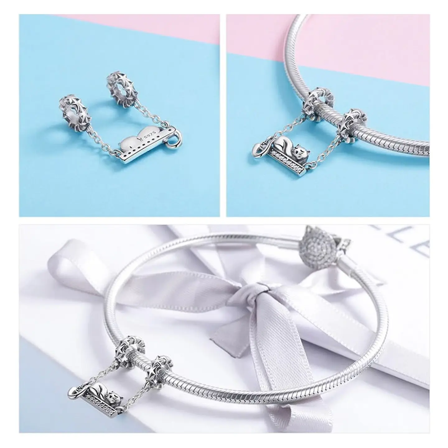 Charm Dije Plata 925 Gato Acostado 5