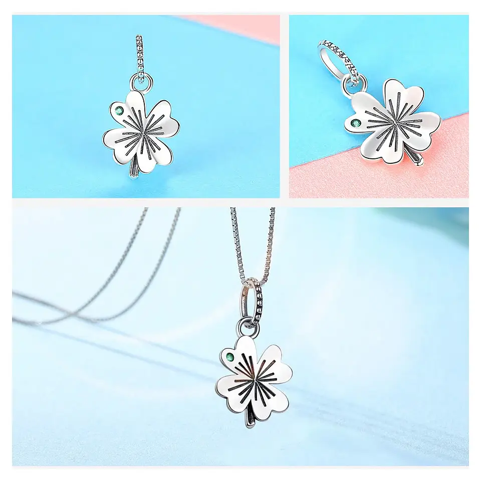 Charm Dije Plata 925 Trebol Plateado Circon 4