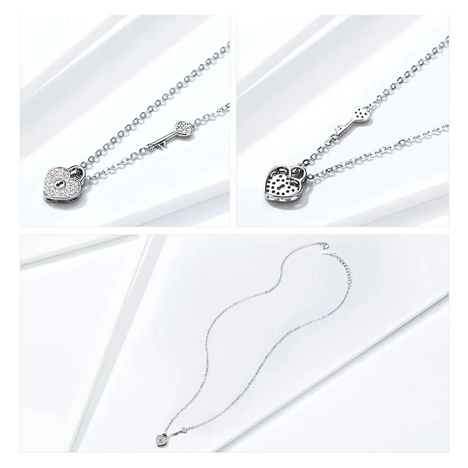 Collar Plata 925 Corazon y Llave 3