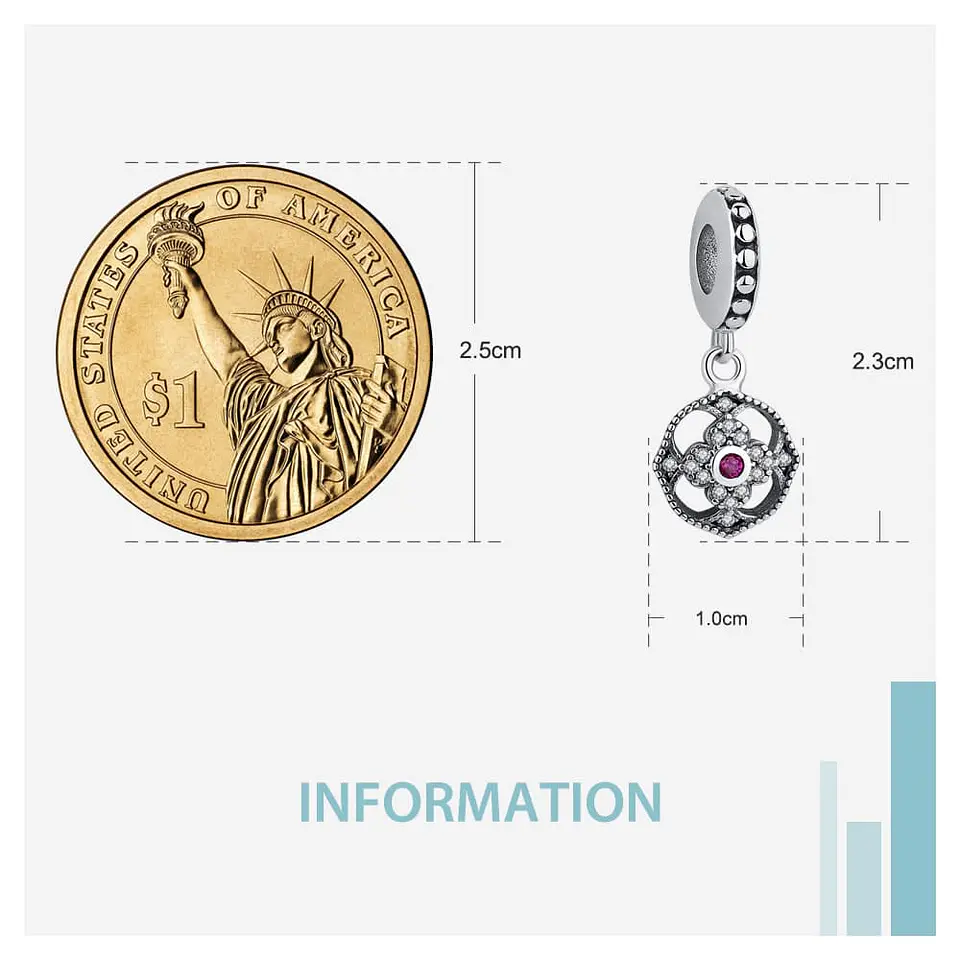 Charm Dije Plata 925 Rosa Circones 5