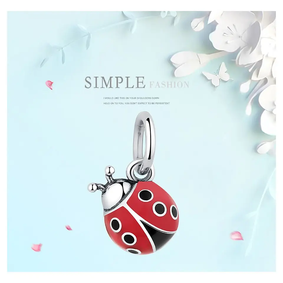 Charm Dije Plata 925 Mariquita Roja 3