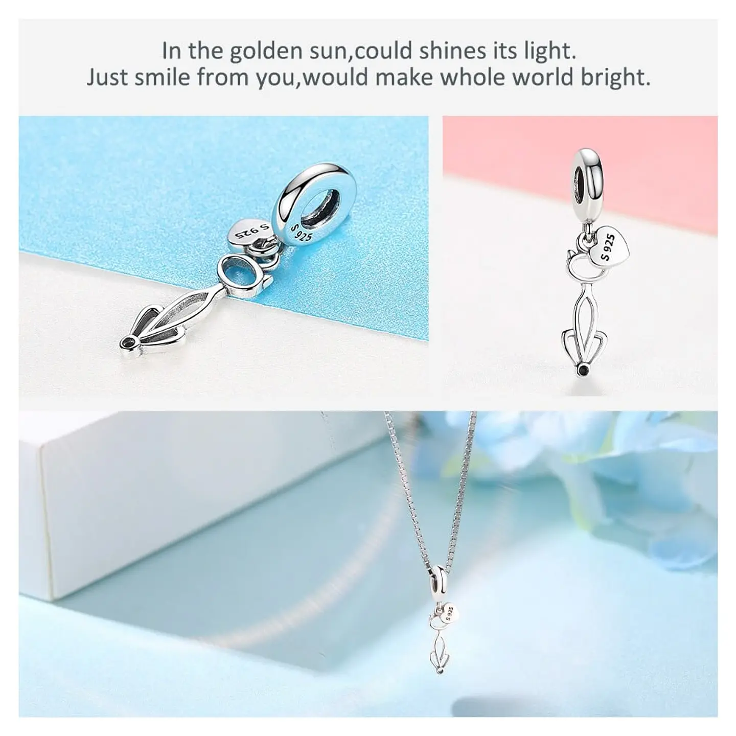 Charm Dije Plata 925 Gato Sentado 4