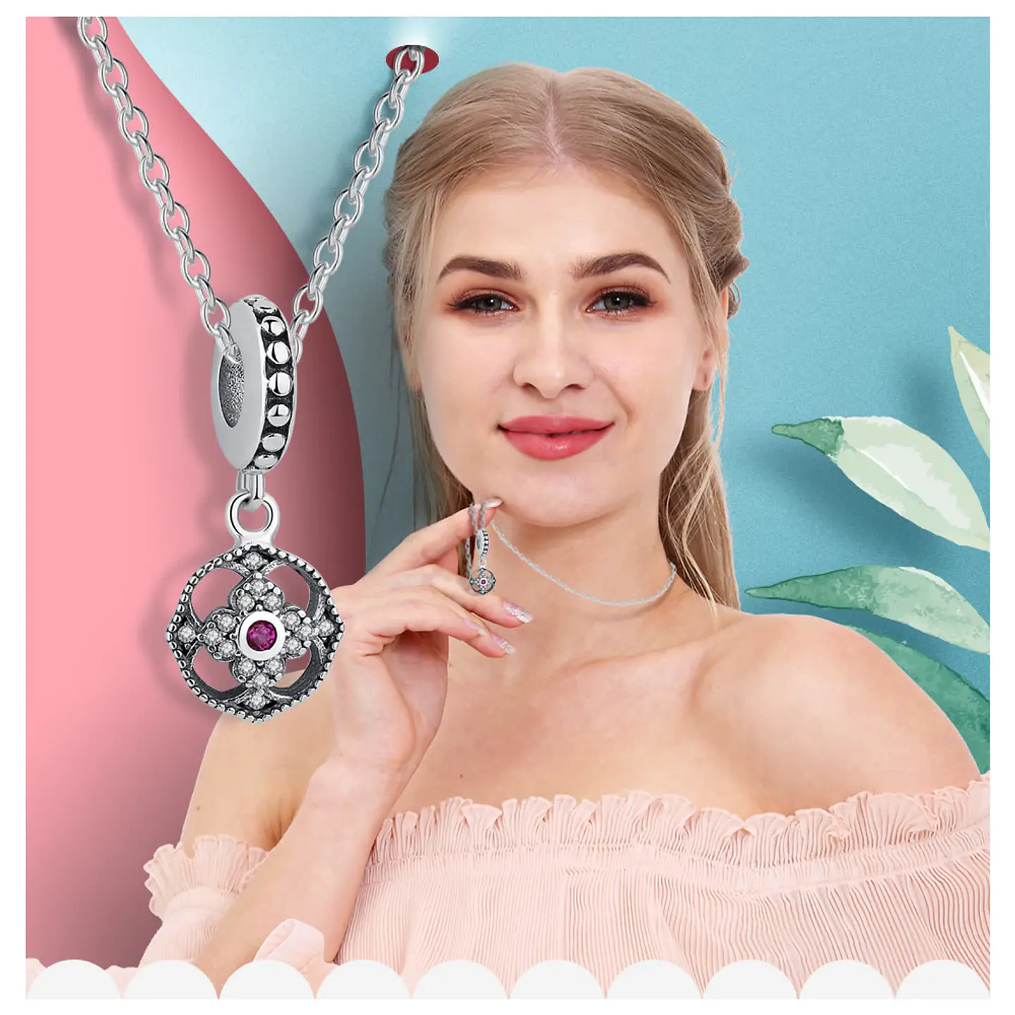 Charm Dije Plata 925 Rosa Circones 6