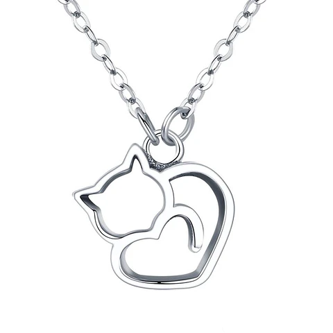Collar Plata 925 Gatito Plateado