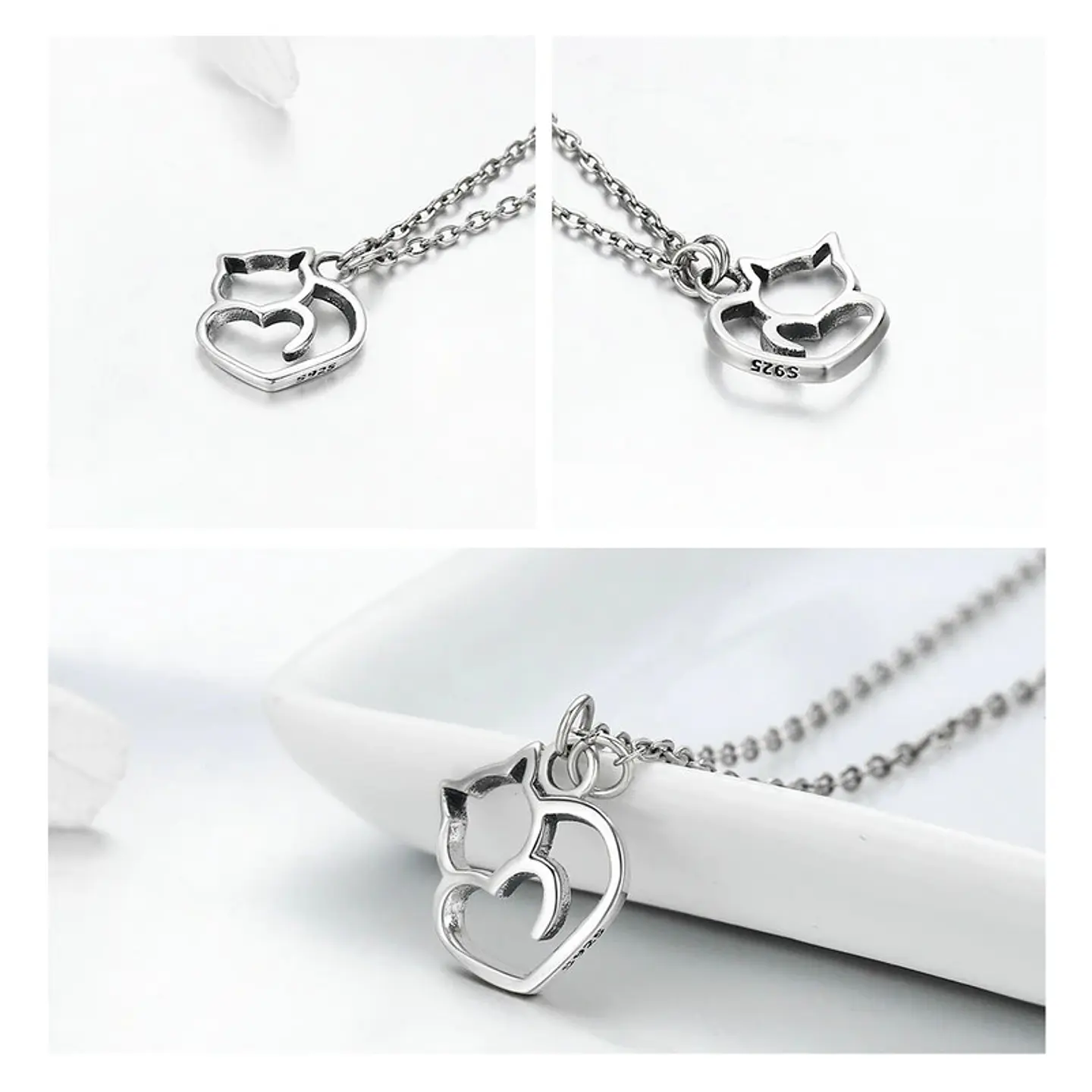 Collar Plata 925 Gatito Plateado 3