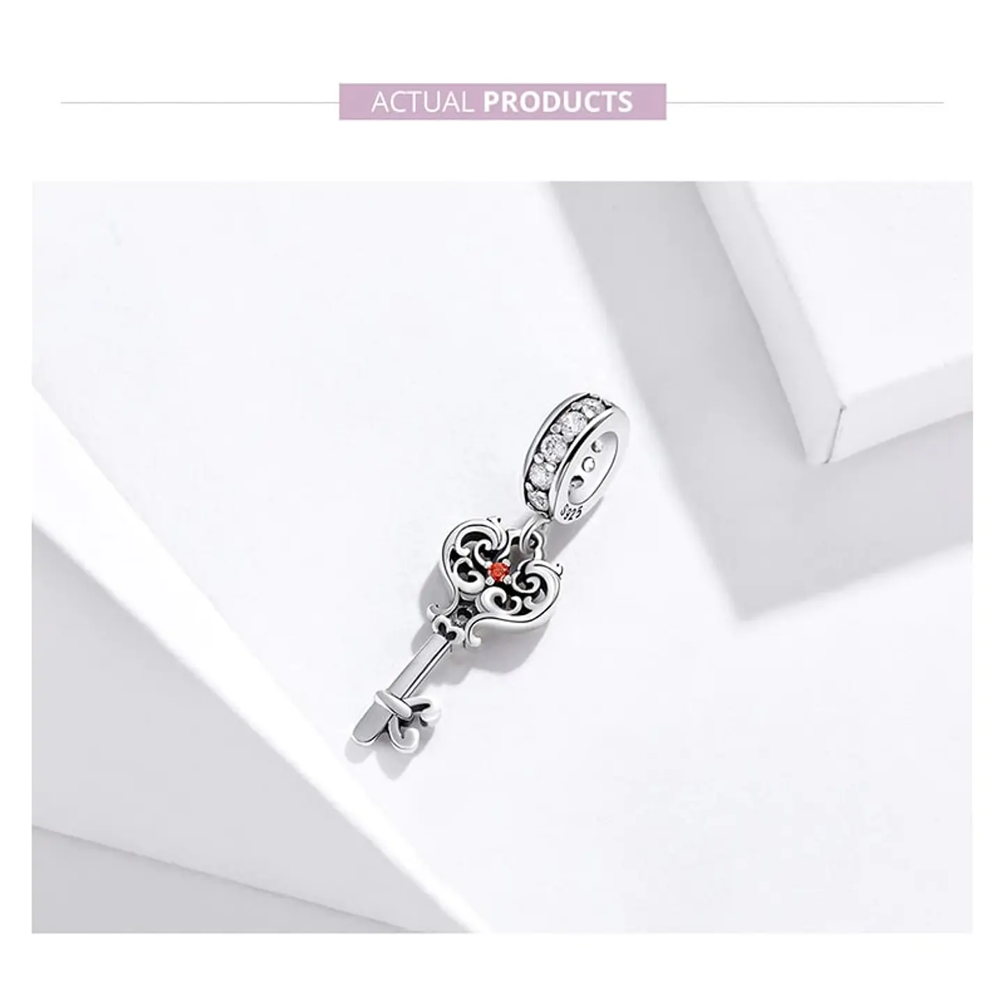 Charm Dije Plata 925 Llave Elegante 4