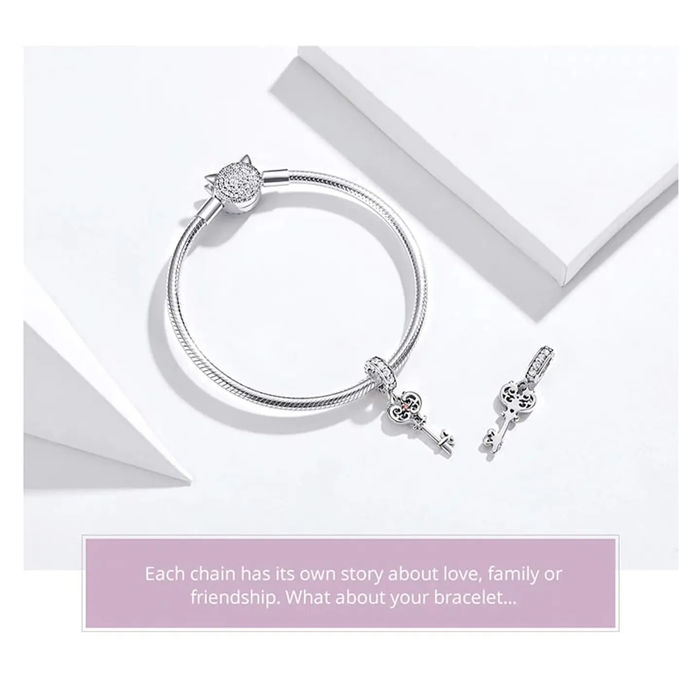 Charm Dije Plata 925 Llave Elegante 5