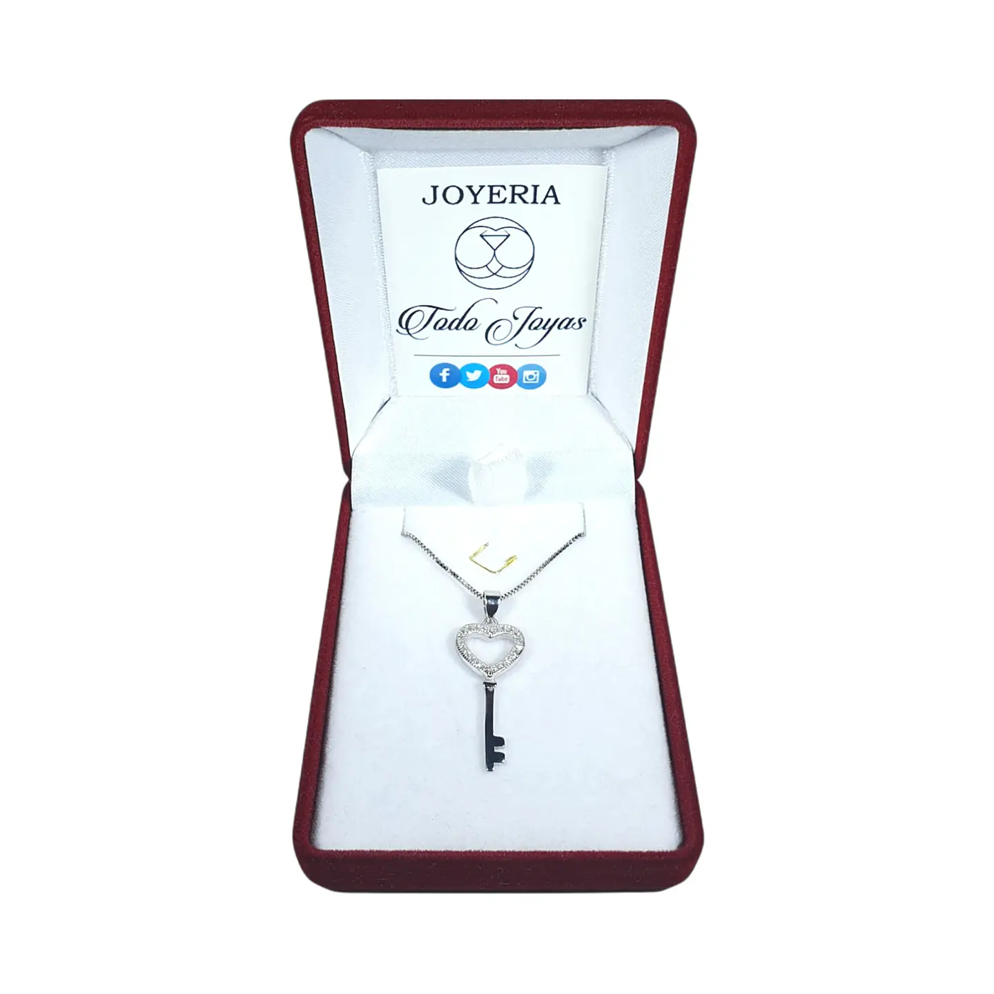 Collar Llave Corazon Circones Plateado 2